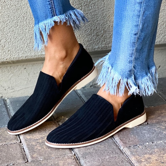 Dr. Scholl's Shoes - Black Perforated Slip-On Casual Boyfriend Loafers